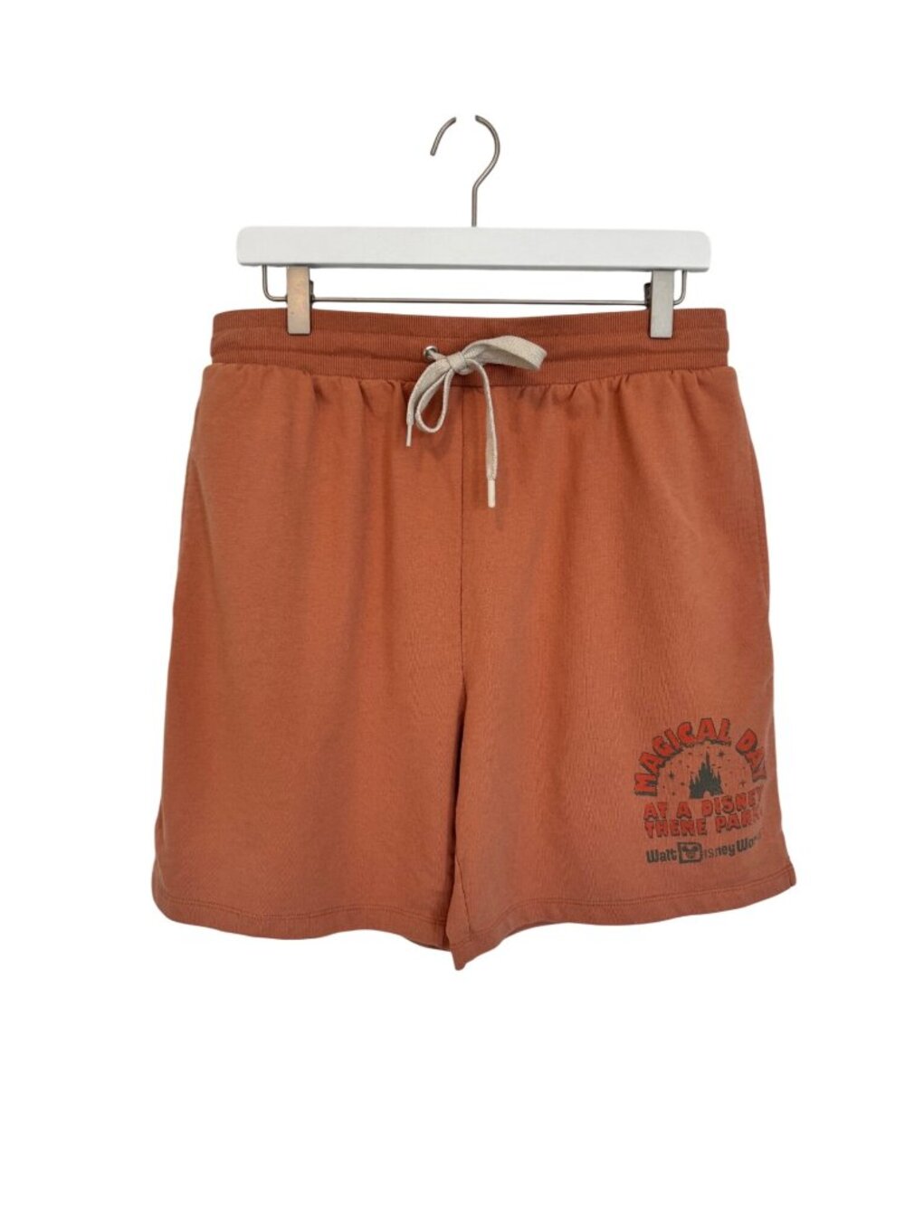 Disney Magical Day Disney World Orange Lounge Shorts Mens Size M Elastic Waist